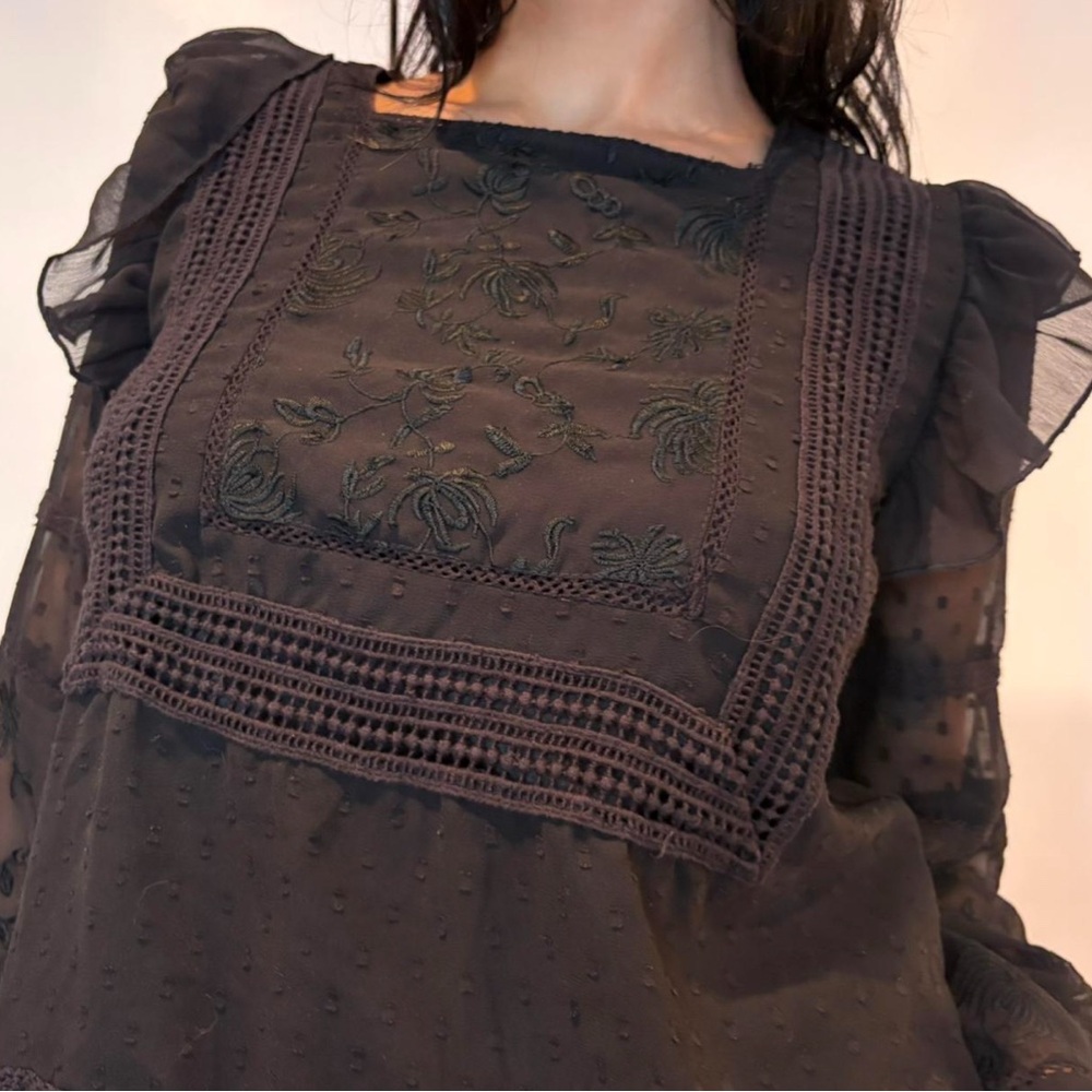 Black Ruffled Blouse - Picture 2 of 3